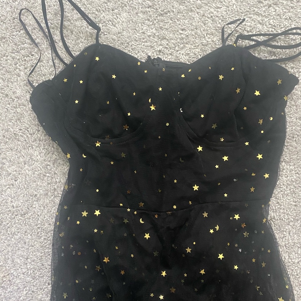 Super down black long dress